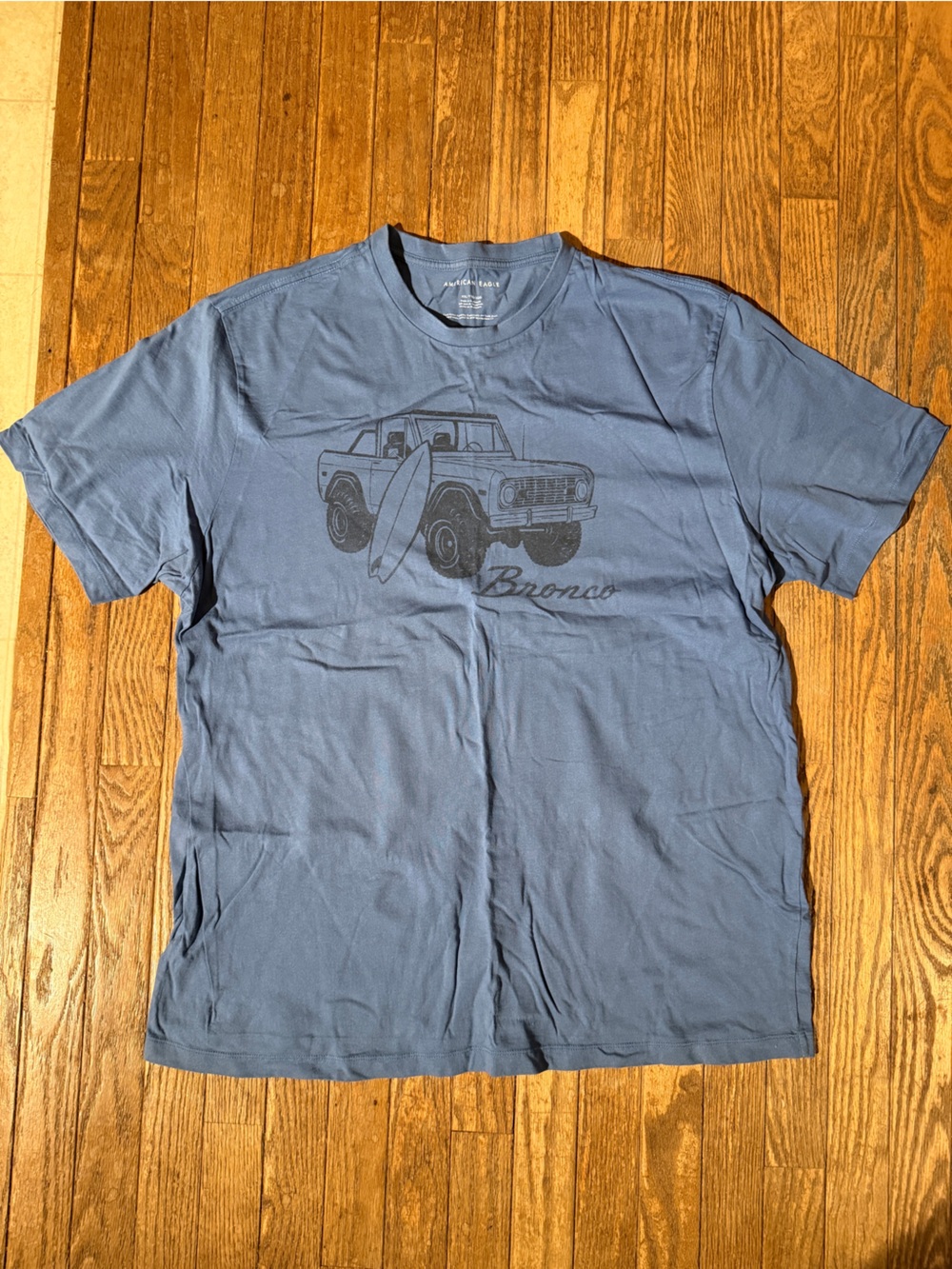 American Eagle Outfitters Blue Short Sleeve Bronco Surf Graphic Tee